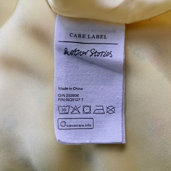 & Other Stories Floral Print Silk Mini Dress SIze 10 Yellow - Picture 13 of 14